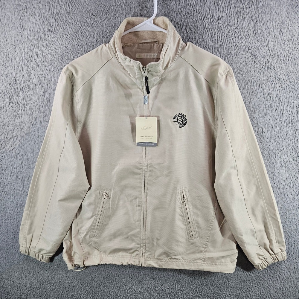 Greg Norman Womens Golf Jacket‎ Tan World Golf Championships Windbreaker Size L